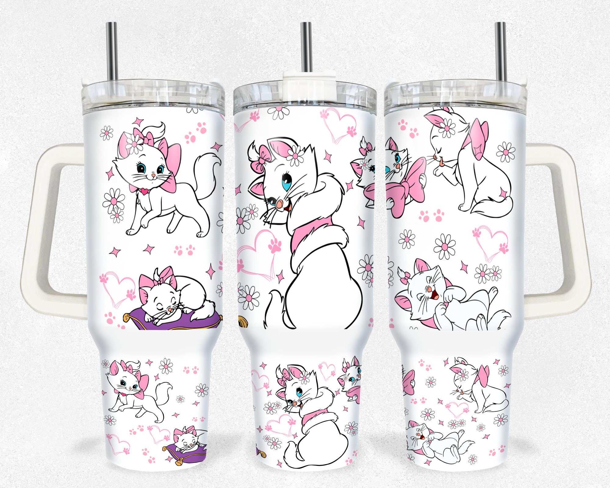 Marie The Aristocats Disney Cartoon Custom Stanley Cup 40 oz 30 oz Tumbler With Handle