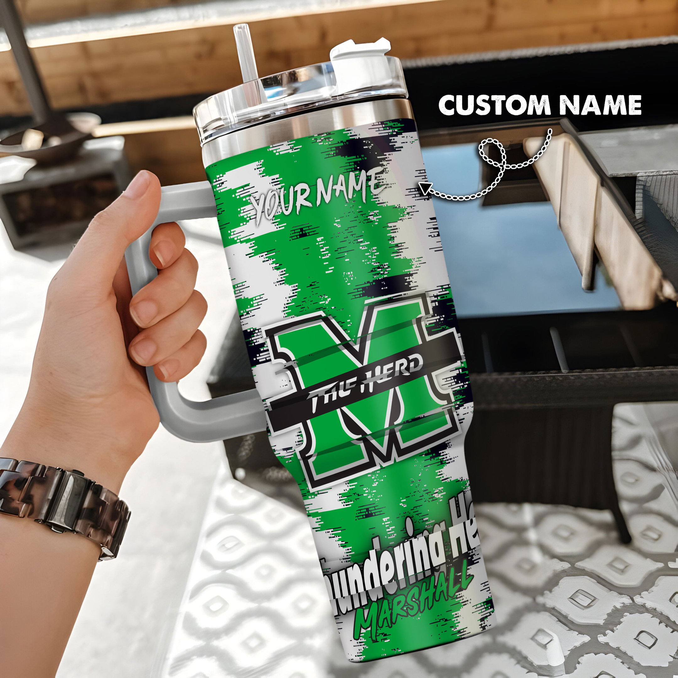 Marshall Thundering Herd NCAA Custom Stanley Cup 40 oz 30 oz Tumbler With Handle