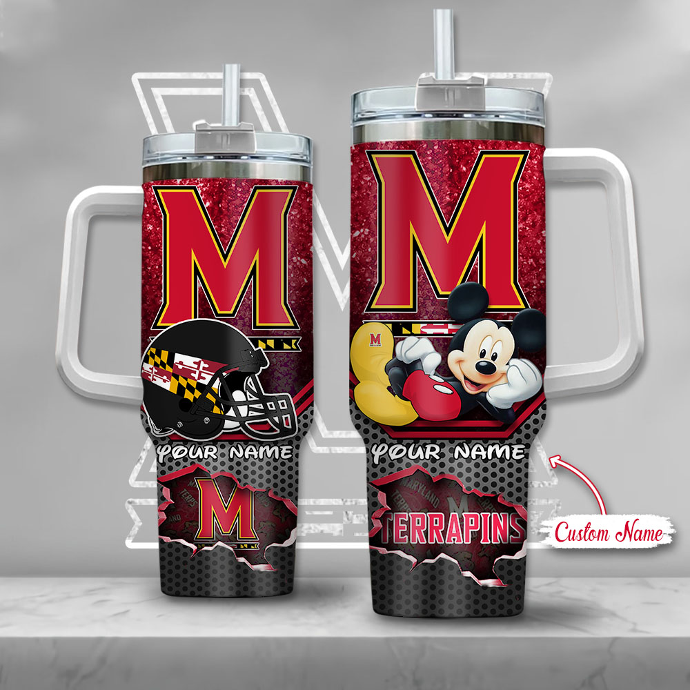 Maryland Terrapins NCAA Mickey Mouse Custom Stanley Cup 40 oz 30 oz Tumbler With Handle