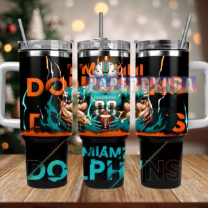 Miami Dolphins Custom Stanley Cup 40 oz 30 oz Tumbler With Handle