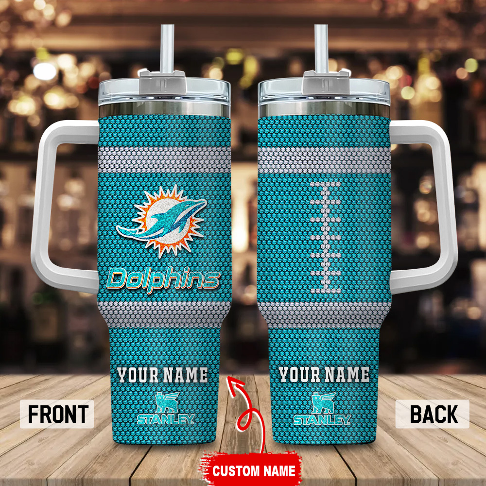 Miami Dolphins NFL Crystal Custom Stanley Cup 40 oz 30 oz Tumbler With Handle