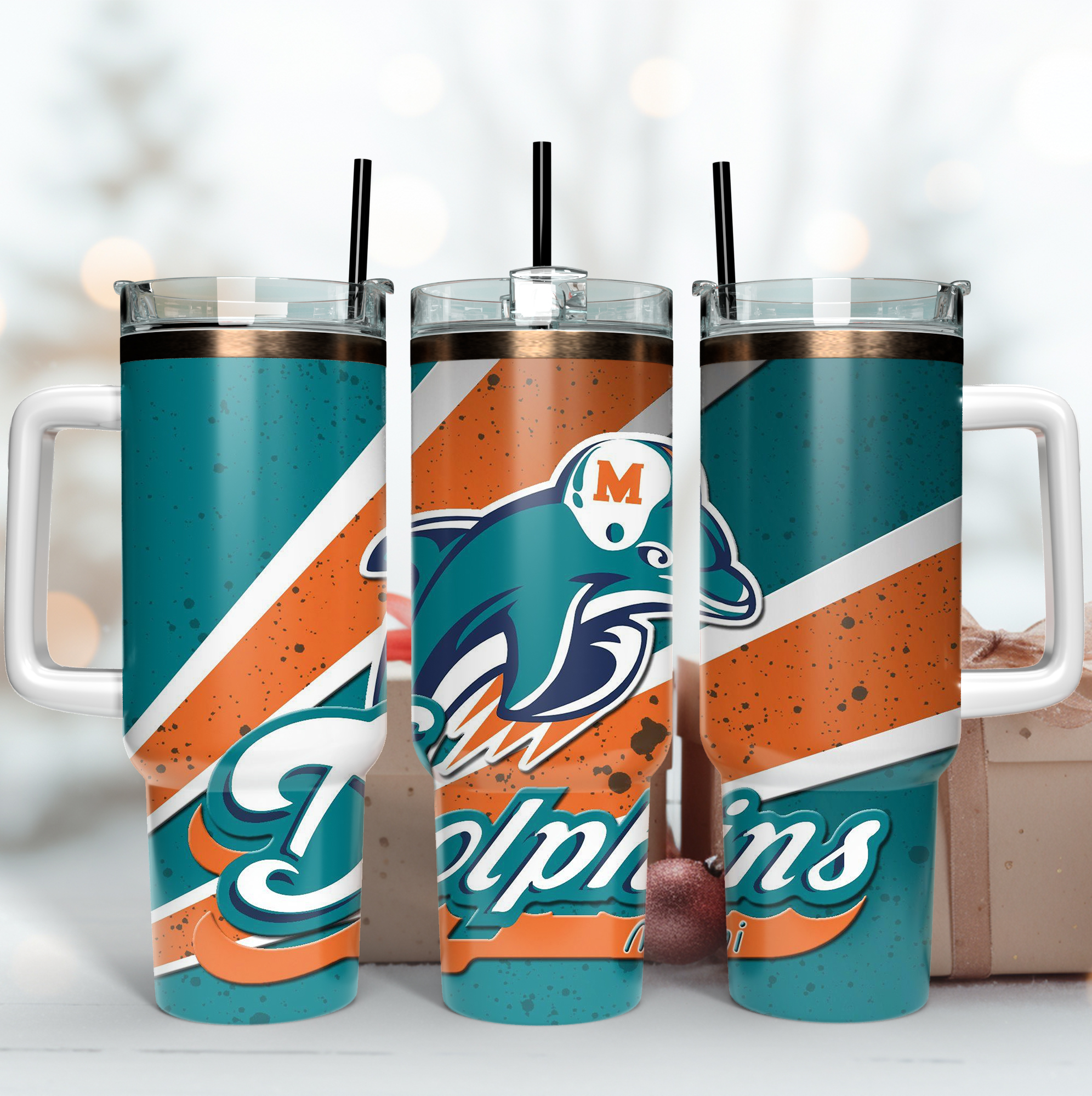 Miami Dolphins NFL Custom Stanley Cup 40 oz 30 oz Tumbler With Handle
