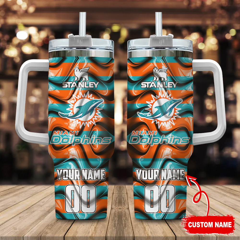 Miami Dolphins NFL Custom Stanley Cup 40 oz 30 oz Tumbler With Handle