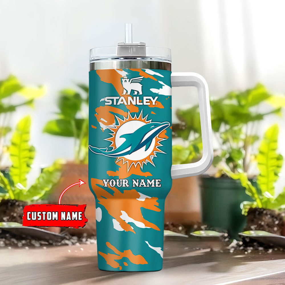 Miami Dolphins NFL Custom Stanley Cup 40 oz 30 oz Tumbler With Handle