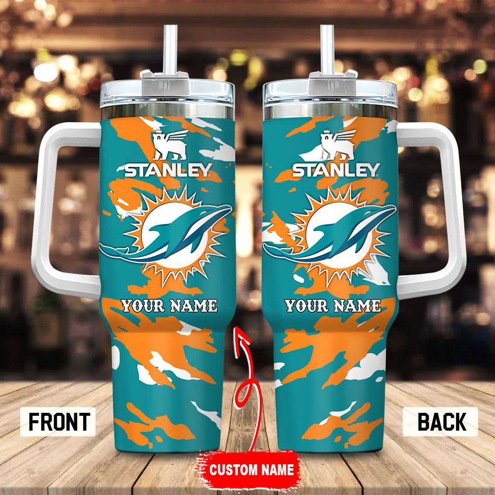 Miami Dolphins NFL Custom Stanley Cup 40 oz 30 oz Tumbler With Handle