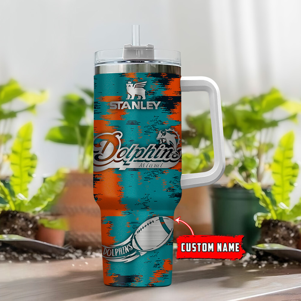Miami Dolphins NFL Custom Stanley Cup 40 oz 30 oz Tumbler With Handle