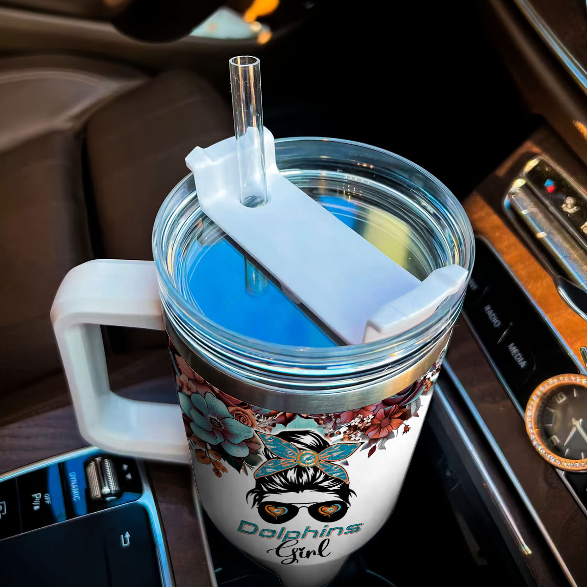 Miami Dolphins NFL Custom Stanley Cup 40 oz 30 oz Tumbler With Handle