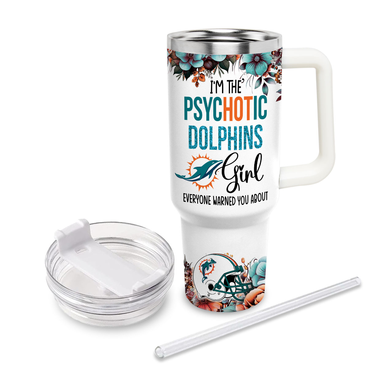 Miami Dolphins NFL Custom Stanley Cup 40 oz 30 oz Tumbler With Handle