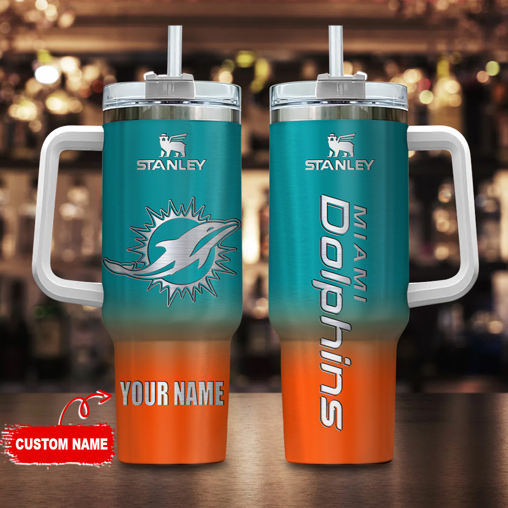 Miami Dolphins NFL Custom Stanley Cup 40 oz 30 oz Tumbler With Handle