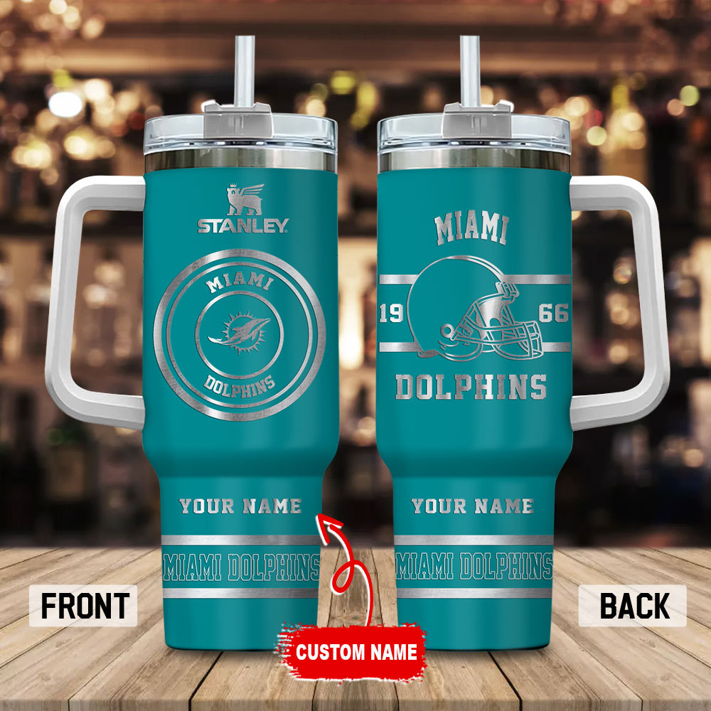 Miami Dolphins NFL Custom Stanley Cup 40 oz 30 oz Tumbler With Handle