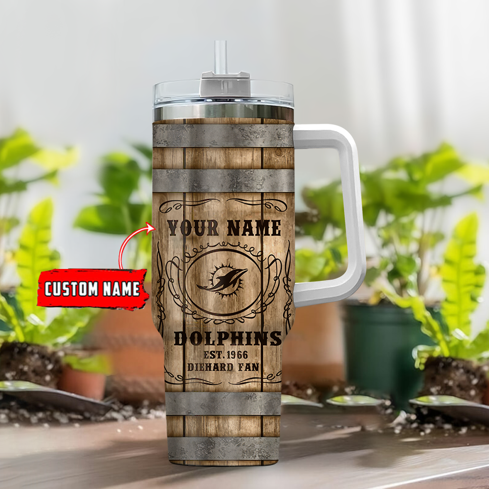 Miami Dolphins NFL Custom Stanley Cup 40 oz 30 oz Tumbler With Handle