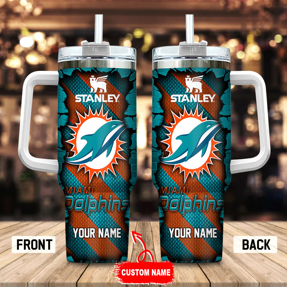 Miami Dolphins NFL Custom Stanley Cup 40 oz 30 oz Tumbler With Handle