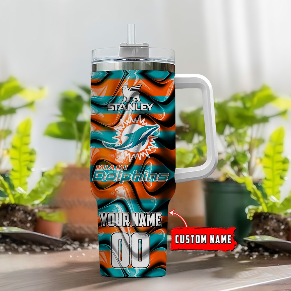 Miami Dolphins NFL Custom Stanley Cup 40 oz 30 oz Tumbler With Handle