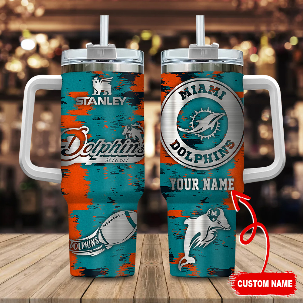 Miami Dolphins NFL Custom Stanley Cup 40 oz 30 oz Tumbler With Handle