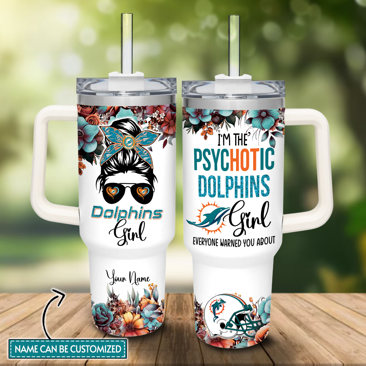 Miami Dolphins NFL Custom Stanley Cup 40 oz 30 oz Tumbler With Handle