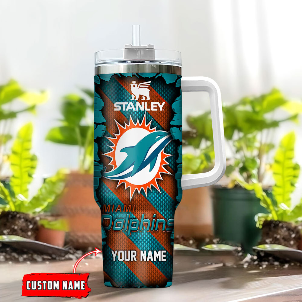 Miami Dolphins NFL Custom Stanley Cup 40 oz 30 oz Tumbler With Handle