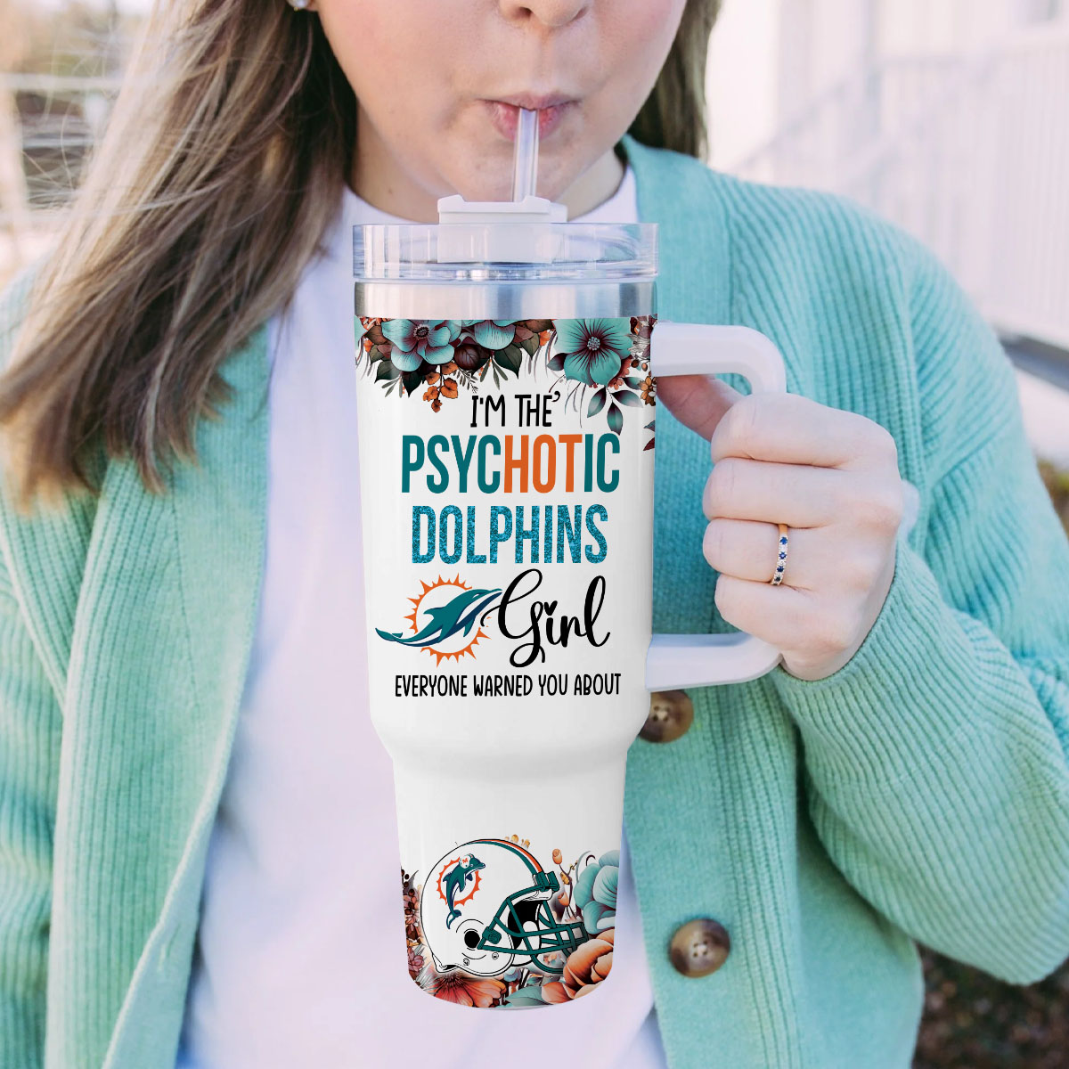 Miami Dolphins NFL Custom Stanley Cup 40 oz 30 oz Tumbler With Handle