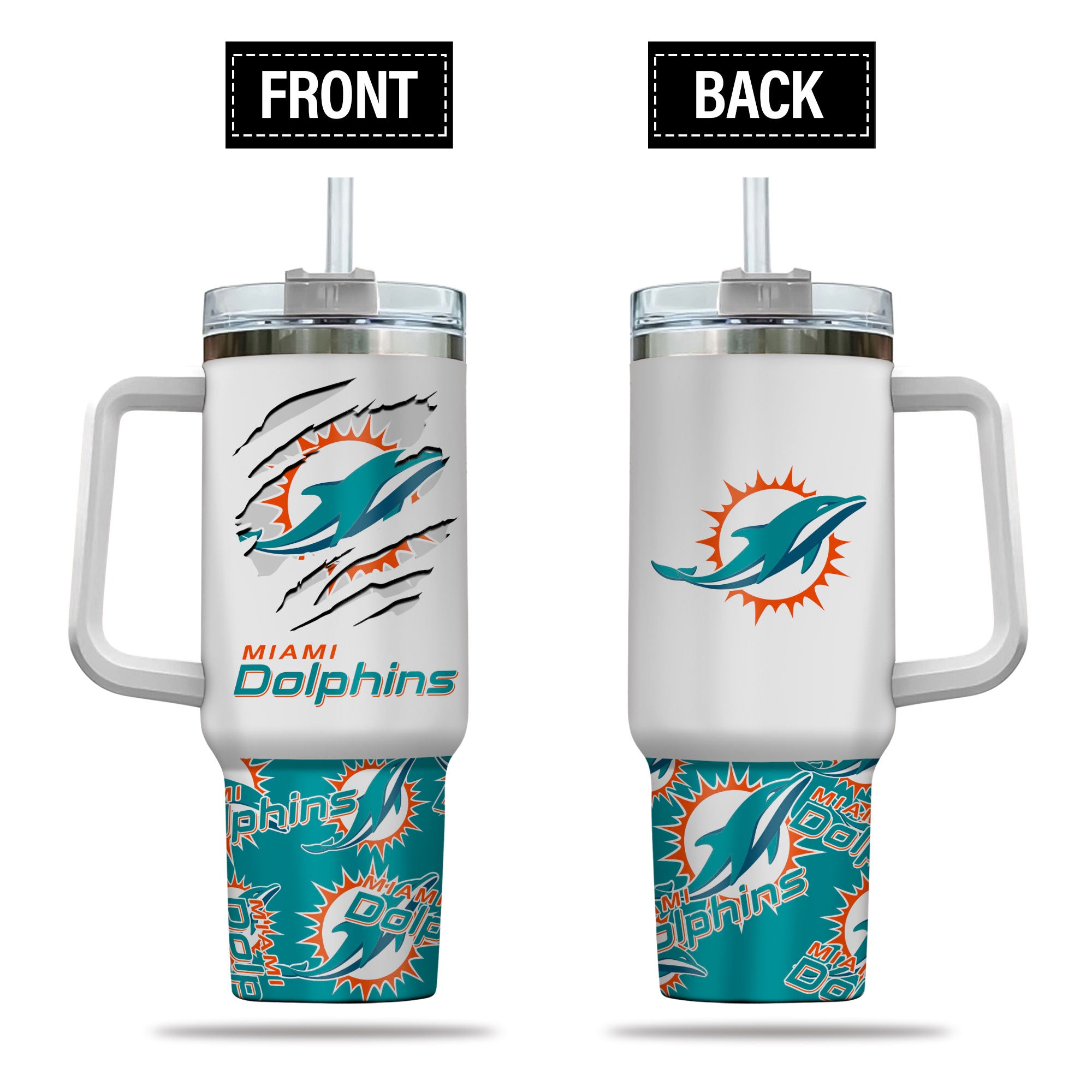 Miami Dolphins NFL Custom Stanley Cup 40 oz 30 oz Tumbler With Handle