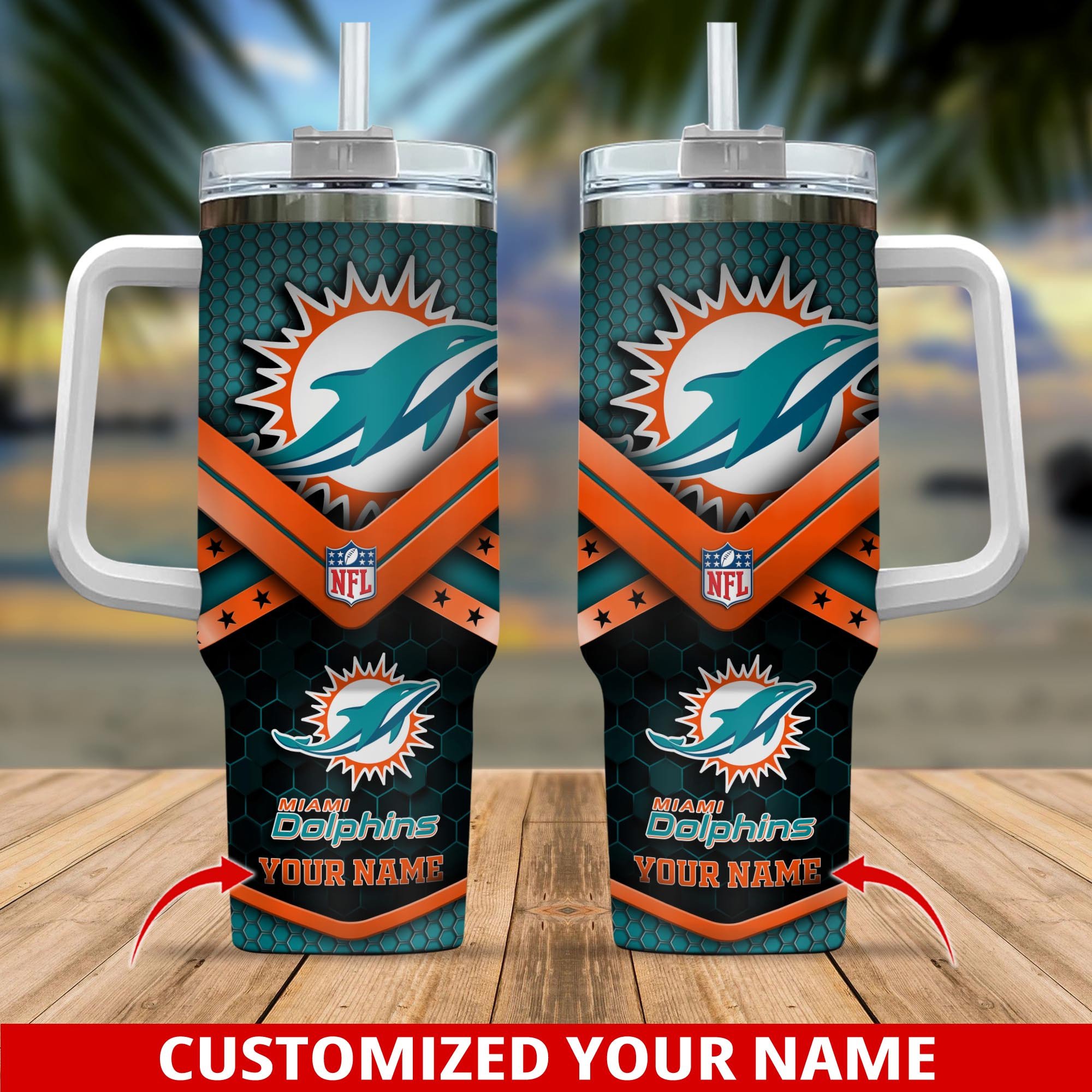 Miami Dolphins NFL Custom Stanley Cup 40 oz 30 oz Tumbler With Handle