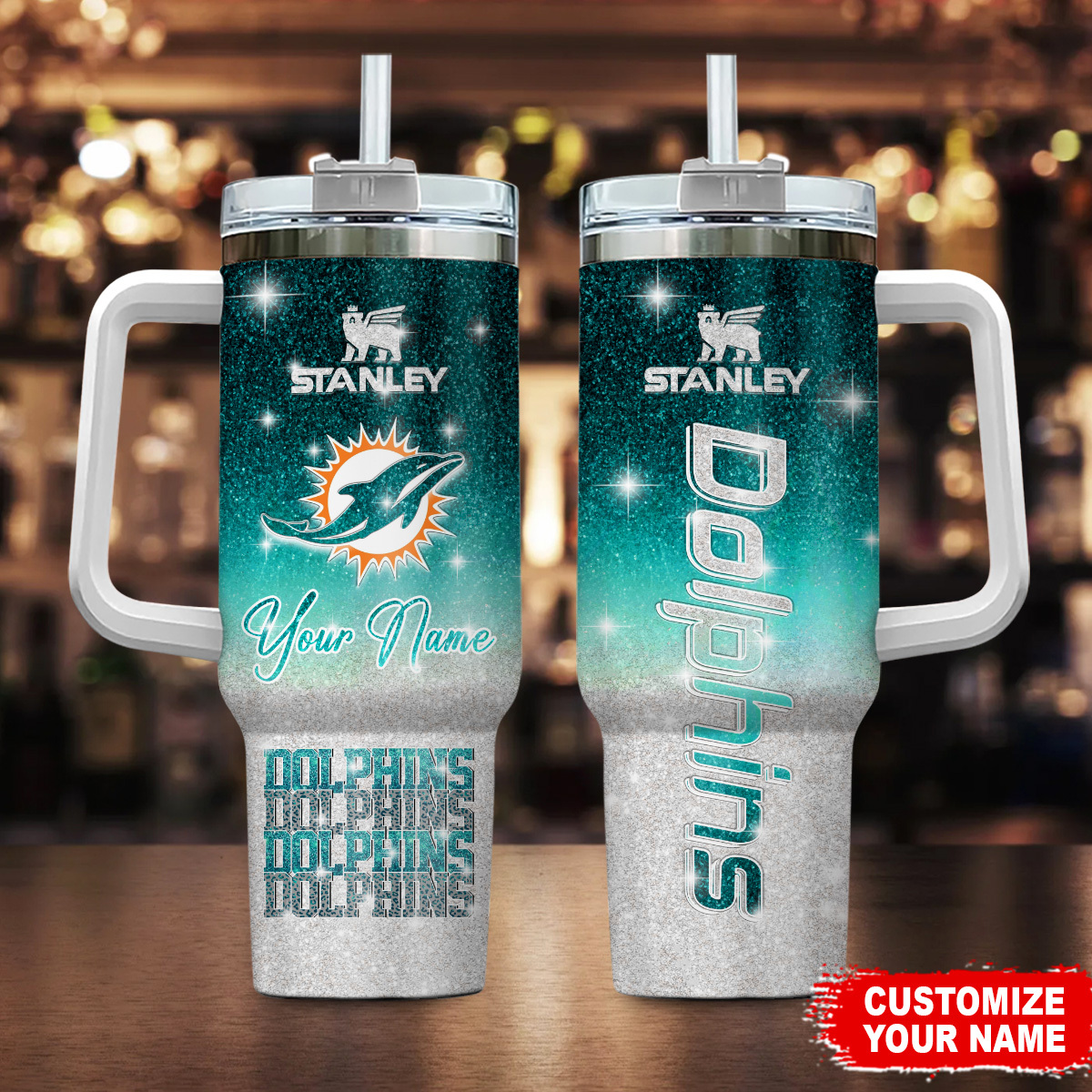 Miami Dolphins NFL Custom Stanley Cup 40 oz 30 oz Tumbler With Handle