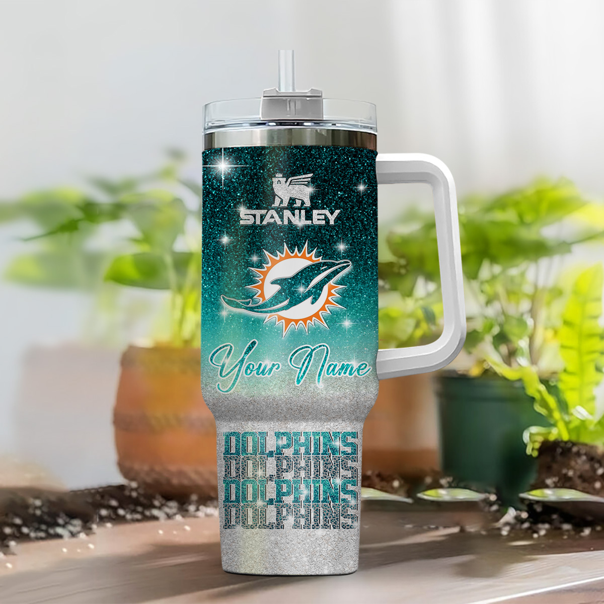 Miami Dolphins NFL Custom Stanley Cup 40 oz 30 oz Tumbler With Handle