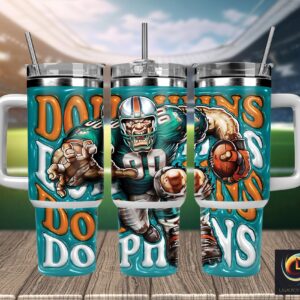 Miami Dolphins NFL Mascot Custom Stanley Cup 40 oz 30 oz Tumbler With Handle