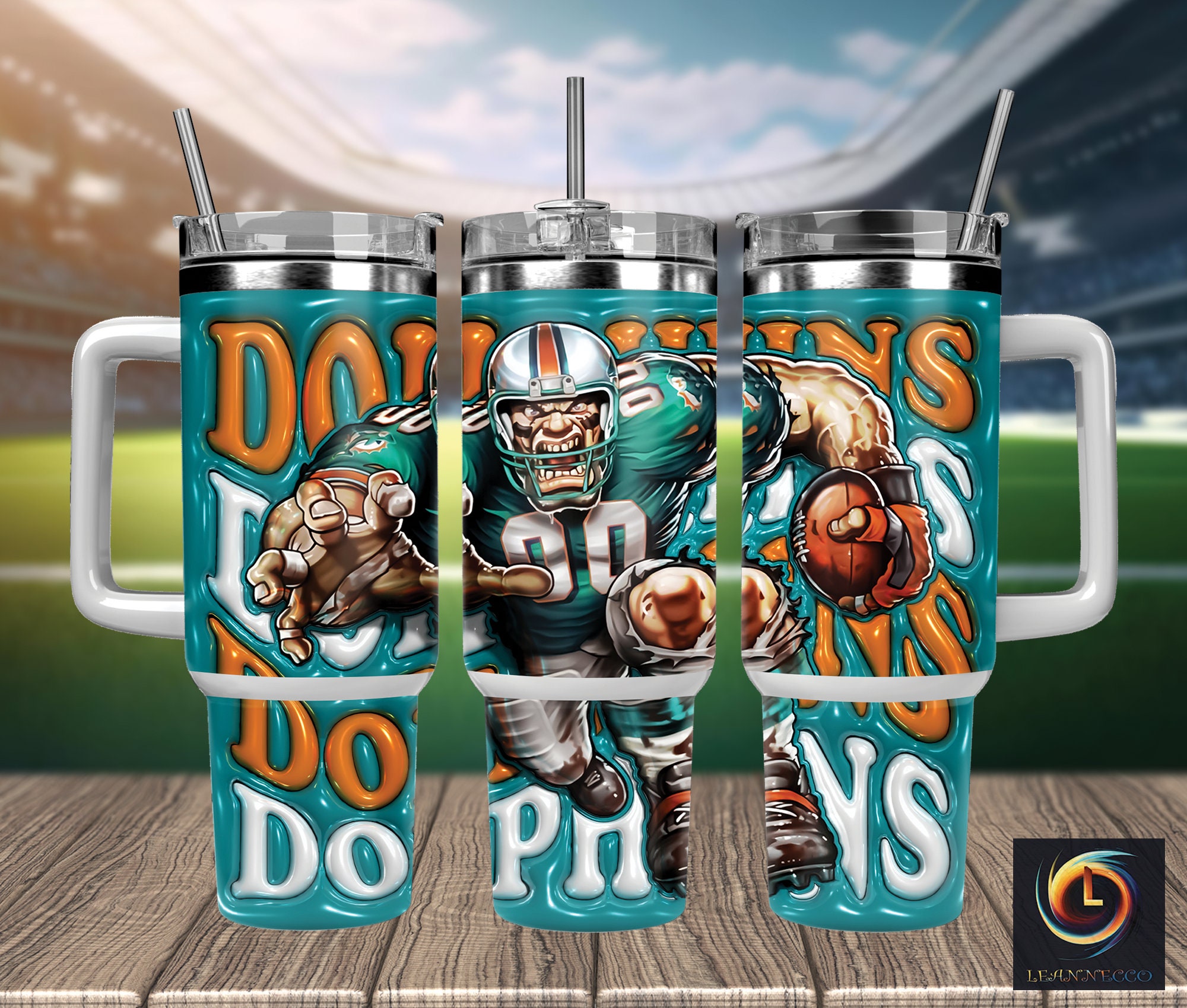 Miami Dolphins NFL Mascot Custom Stanley Cup 40 oz 30 oz Tumbler With Handle