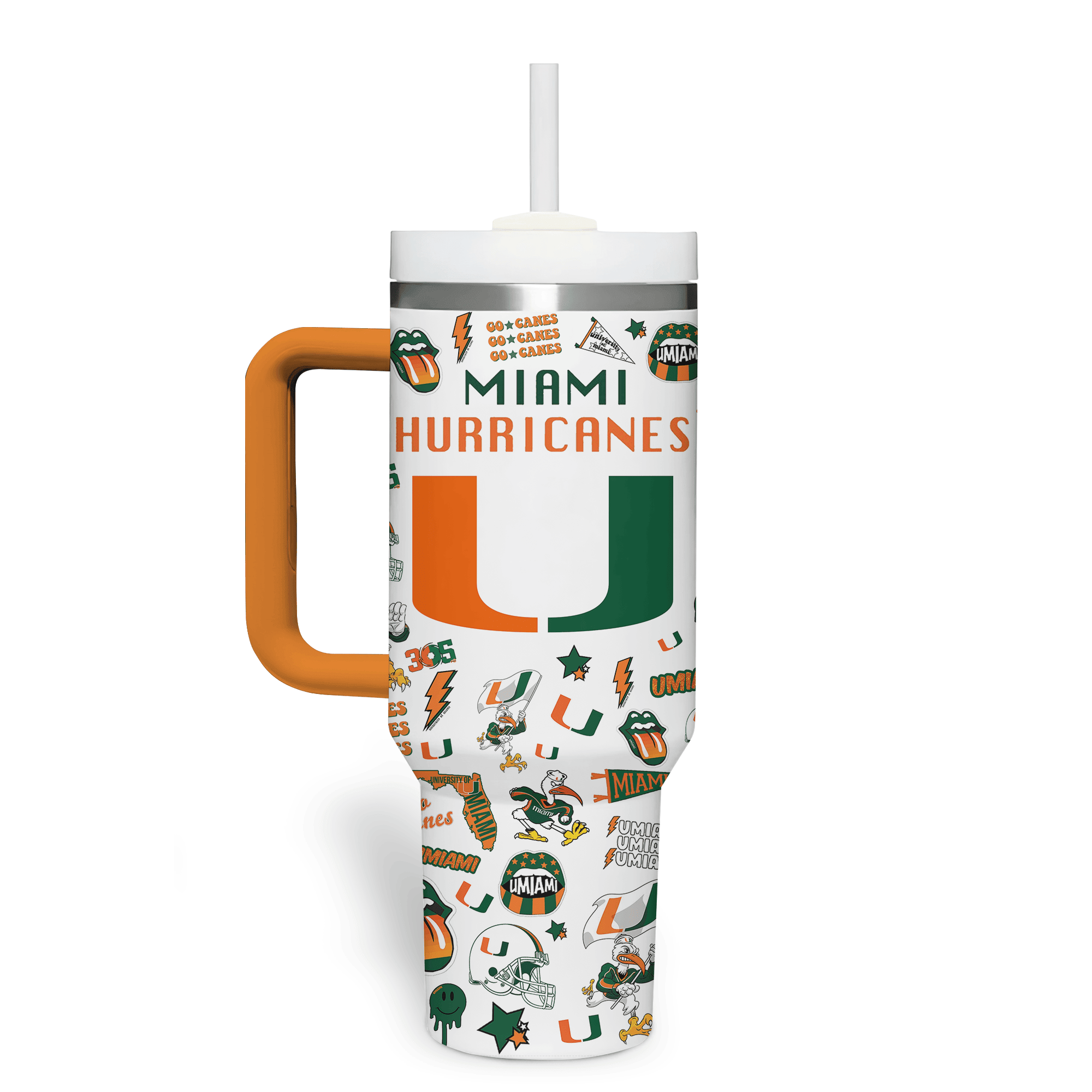 Miami Hurricanes NCAA Custom Stanley Cup 40 oz 30 oz Tumbler With Handle