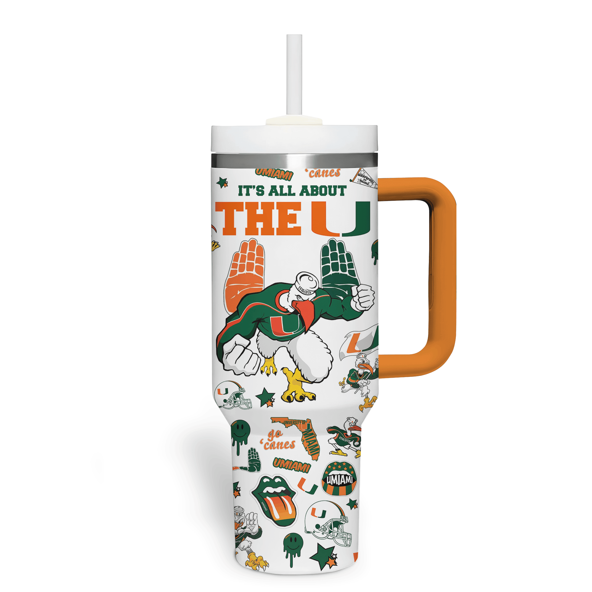Miami Hurricanes NCAA Custom Stanley Cup 40 oz 30 oz Tumbler With Handle