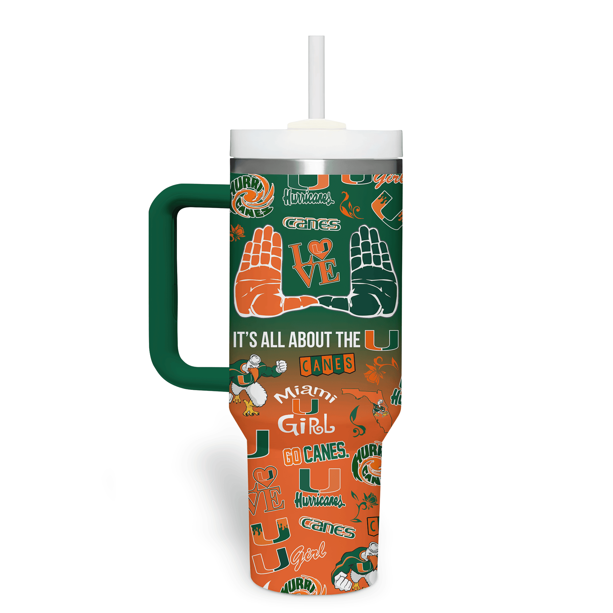 Miami Hurricanes NCAA Custom Stanley Cup 40 oz 30 oz Tumbler With Handle