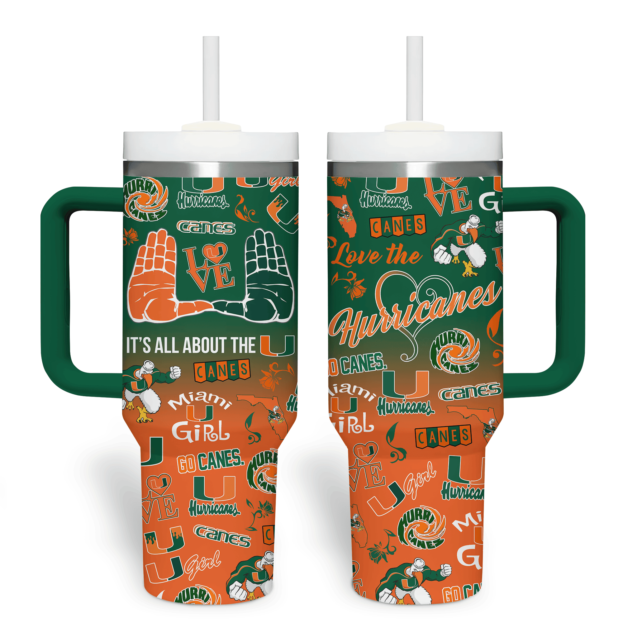 Miami Hurricanes NCAA Custom Stanley Cup 40 oz 30 oz Tumbler With Handle