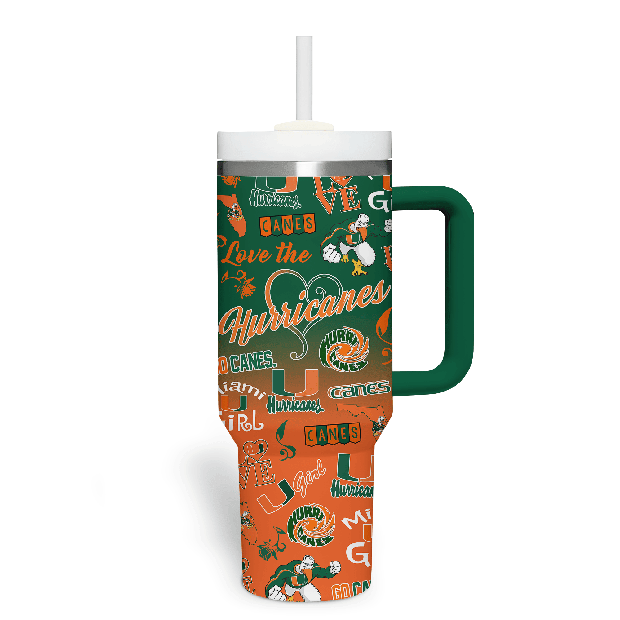 Miami Hurricanes NCAA Custom Stanley Cup 40 oz 30 oz Tumbler With Handle