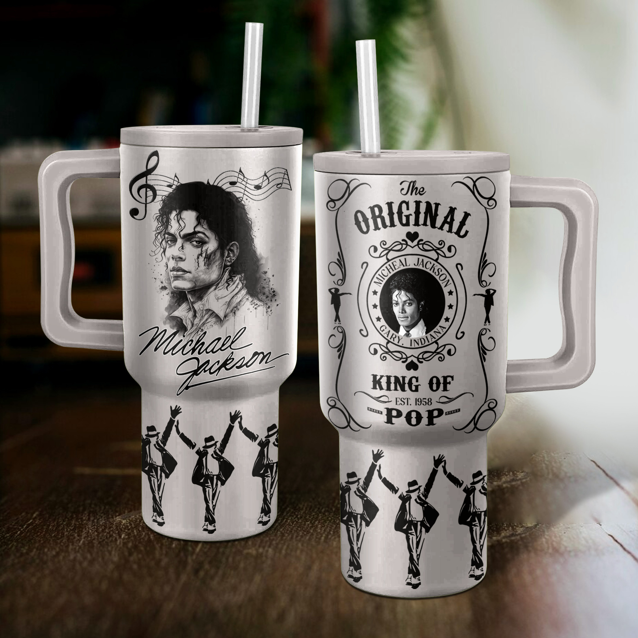 Michael Jackson Music Custom Stanley Cup 40 oz 30 oz Tumbler With Handle