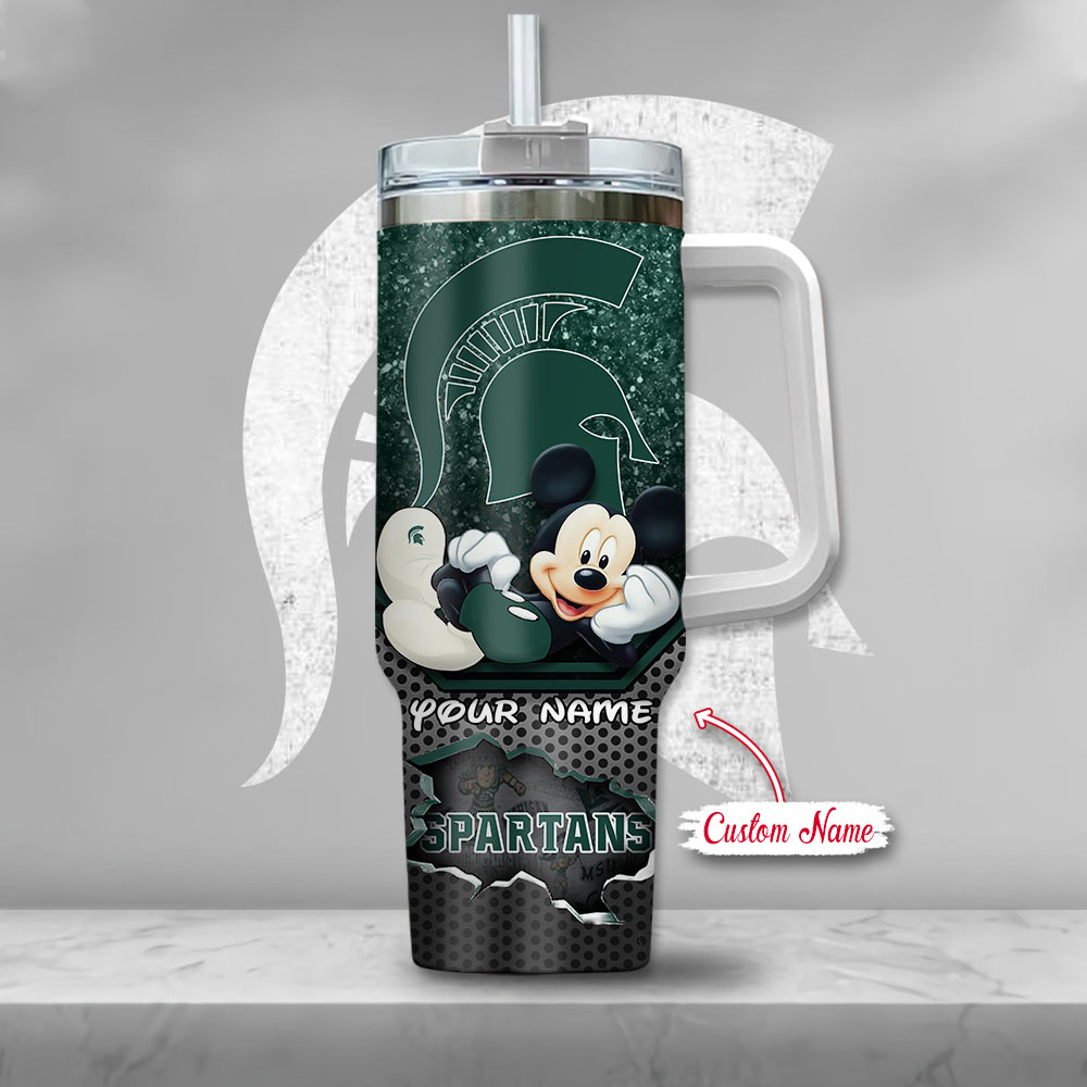 Michigan State Spartans NCAA Mickey Mouse Custom Stanley Cup 40 oz 30 oz Tumbler With Handle
