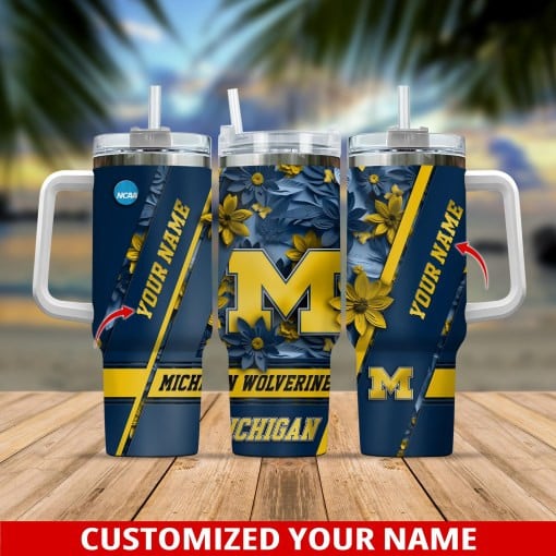 Michigan Wolverines NCAA Custom Stanley Cup 40 oz 30 oz Tumbler With Handle