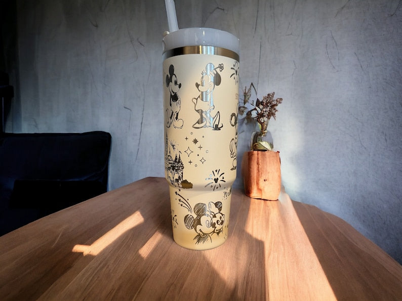 Mickey And Minnie Cartoon Custom Stanley Cup 40 oz 30 oz Tumbler With Handle