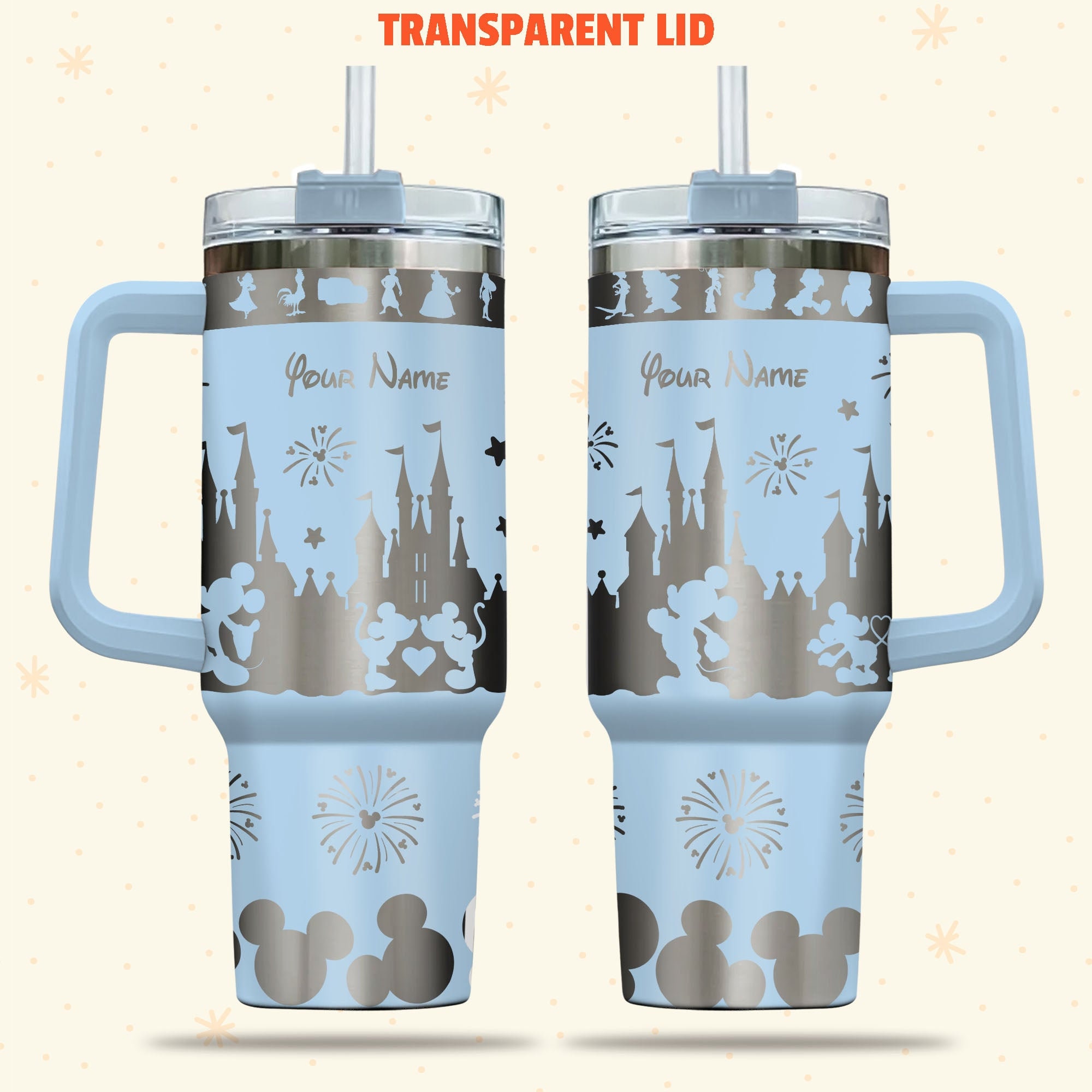 Mickey Mouse Disney Castle Disney Cartoon Custom Stanley Cup 40 oz 30 oz Tumbler With Handle
