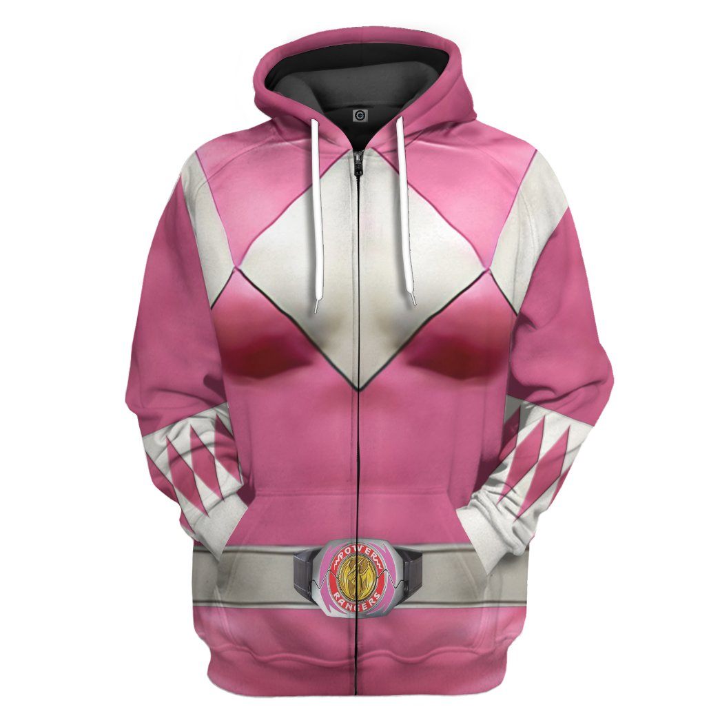 Mighty Morphin Pink Power Rangers Costume Hoodie Sweatshirt T-Shirt Sweatpants Tracksuit - Stormmerch Exclusive