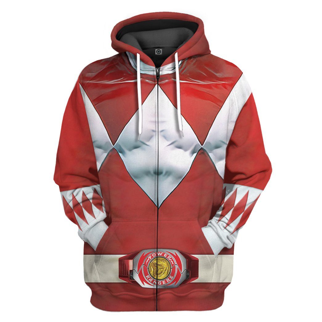 Mighty Morphin Red Power Rangers Costume Hoodie Sweatshirt T-Shirt Sweatpants Tracksuit - Stormmerch Exclusive
