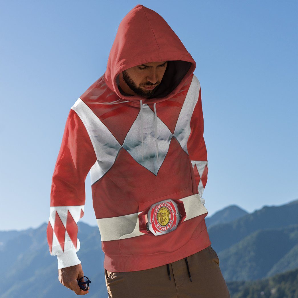 Mighty Morphin Red Power Rangers Costume Hoodie Sweatshirt T-Shirt Sweatpants Tracksuit - Stormmerch Exclusive