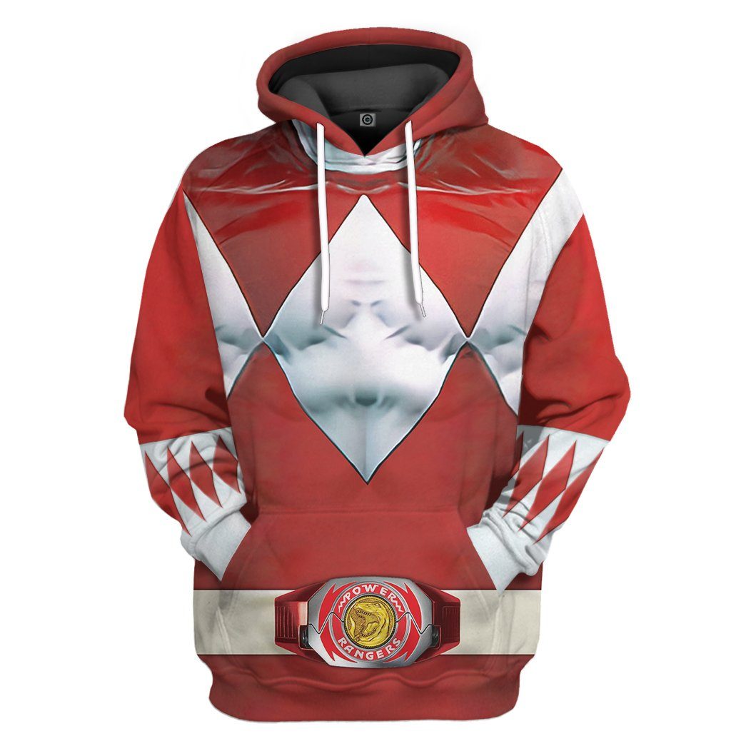 Mighty Morphin Red Power Rangers Costume Hoodie Sweatshirt T-Shirt Sweatpants Tracksuit - Stormmerch Exclusive