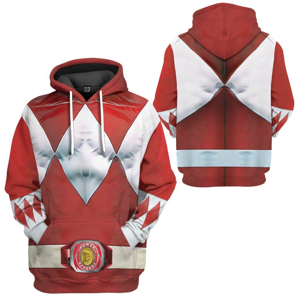 Mighty Morphin Red Power Rangers Costume Hoodie Sweatshirt T-Shirt Sweatpants Tracksuit - Stormmerch Exclusive