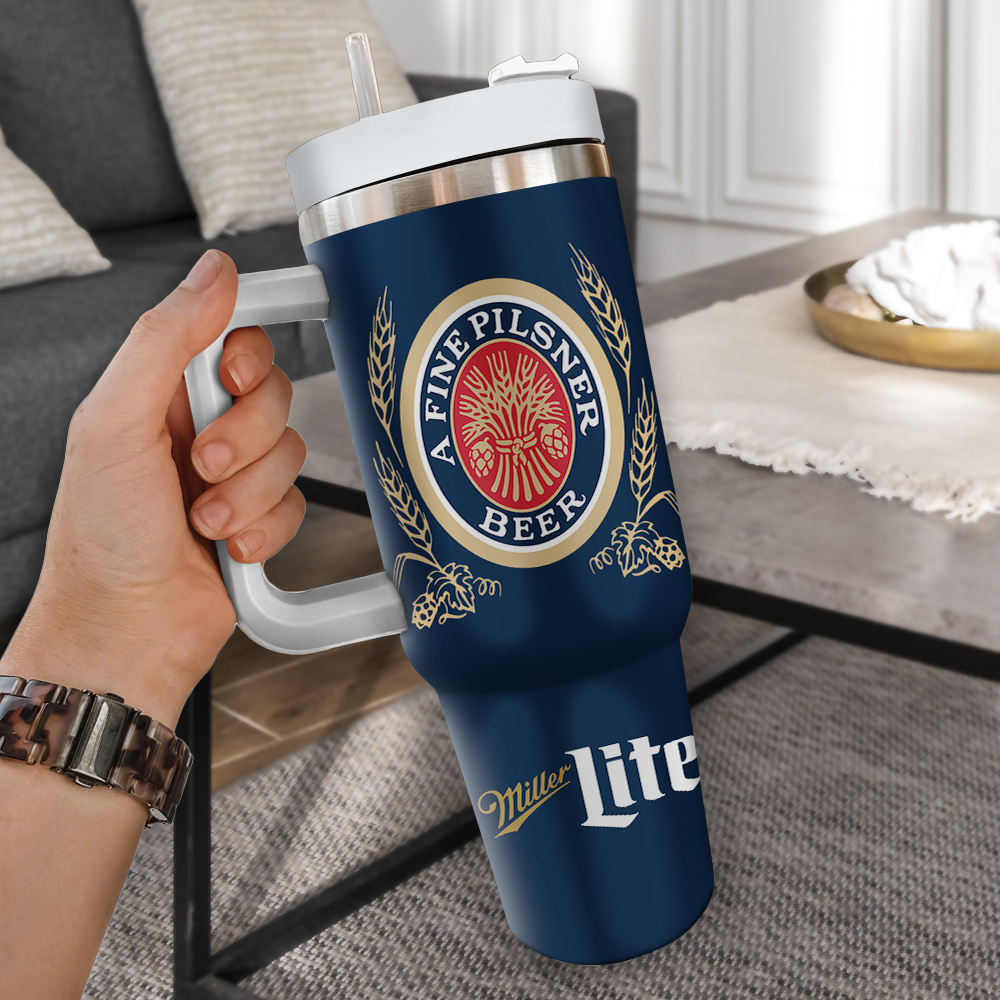 Miller Lite Drinks Custom Stanley Cup 40 oz 30 oz Tumbler With Handle