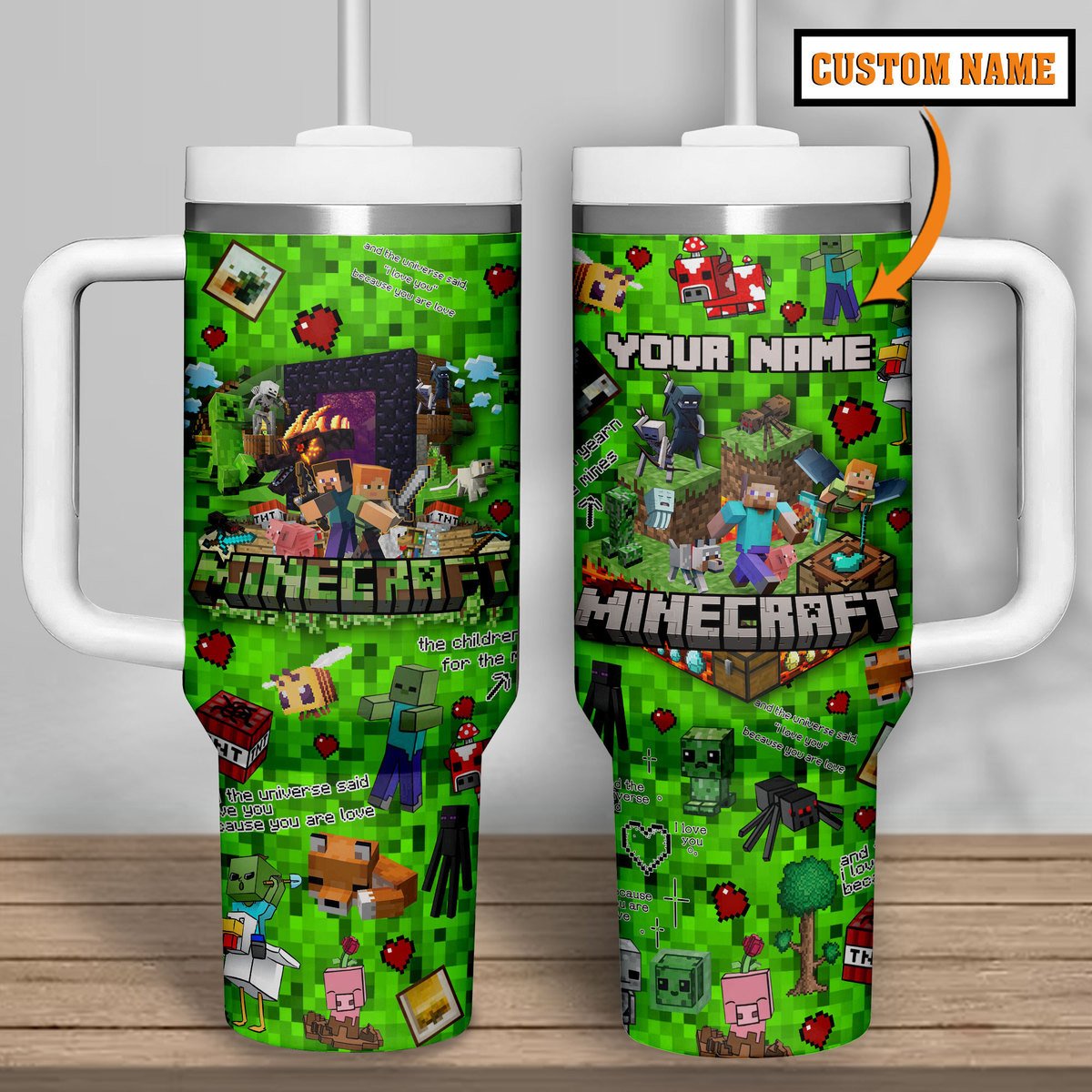Minecraft Games Custom Stanley Cup 40 oz 30 oz Tumbler With Handle