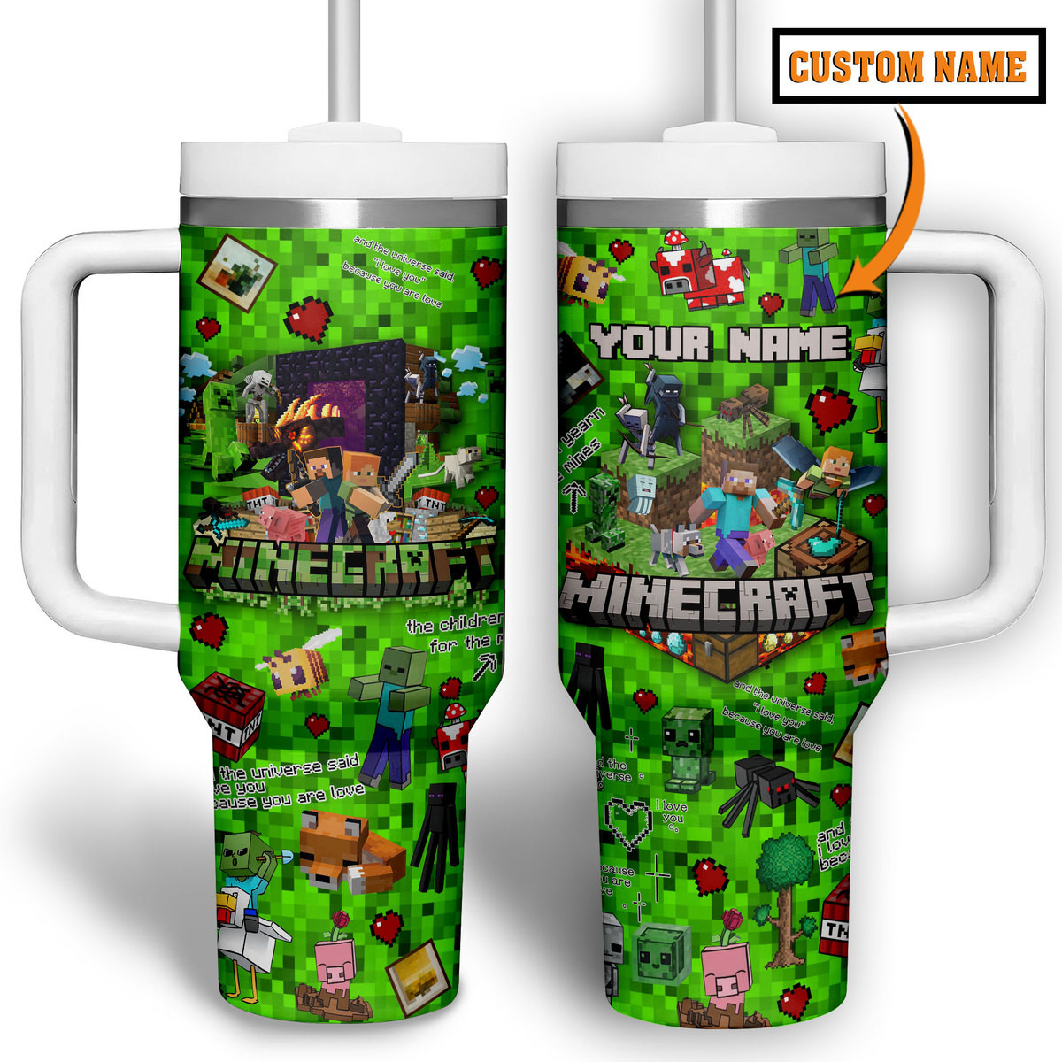 Minecraft Games Custom Stanley Cup 40 oz 30 oz Tumbler With Handle