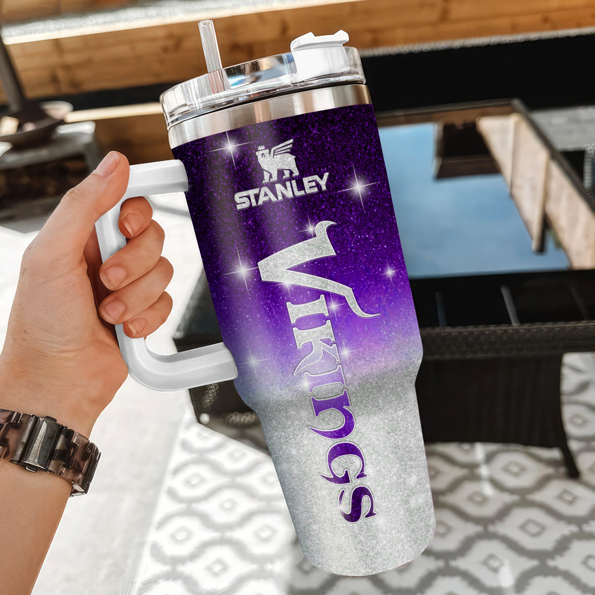 Minnesota Vikings NFL Glitter Custom Stanley Cup 40 oz 30 oz Tumbler With Handle