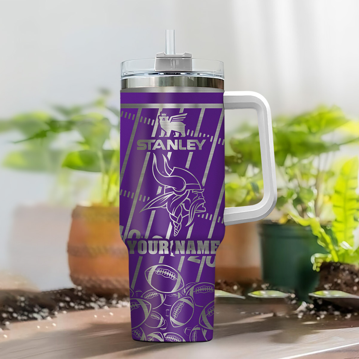Minnesota Vikings NFL Silver Custom Stanley Cup 40 oz 30 oz Tumbler With Handle