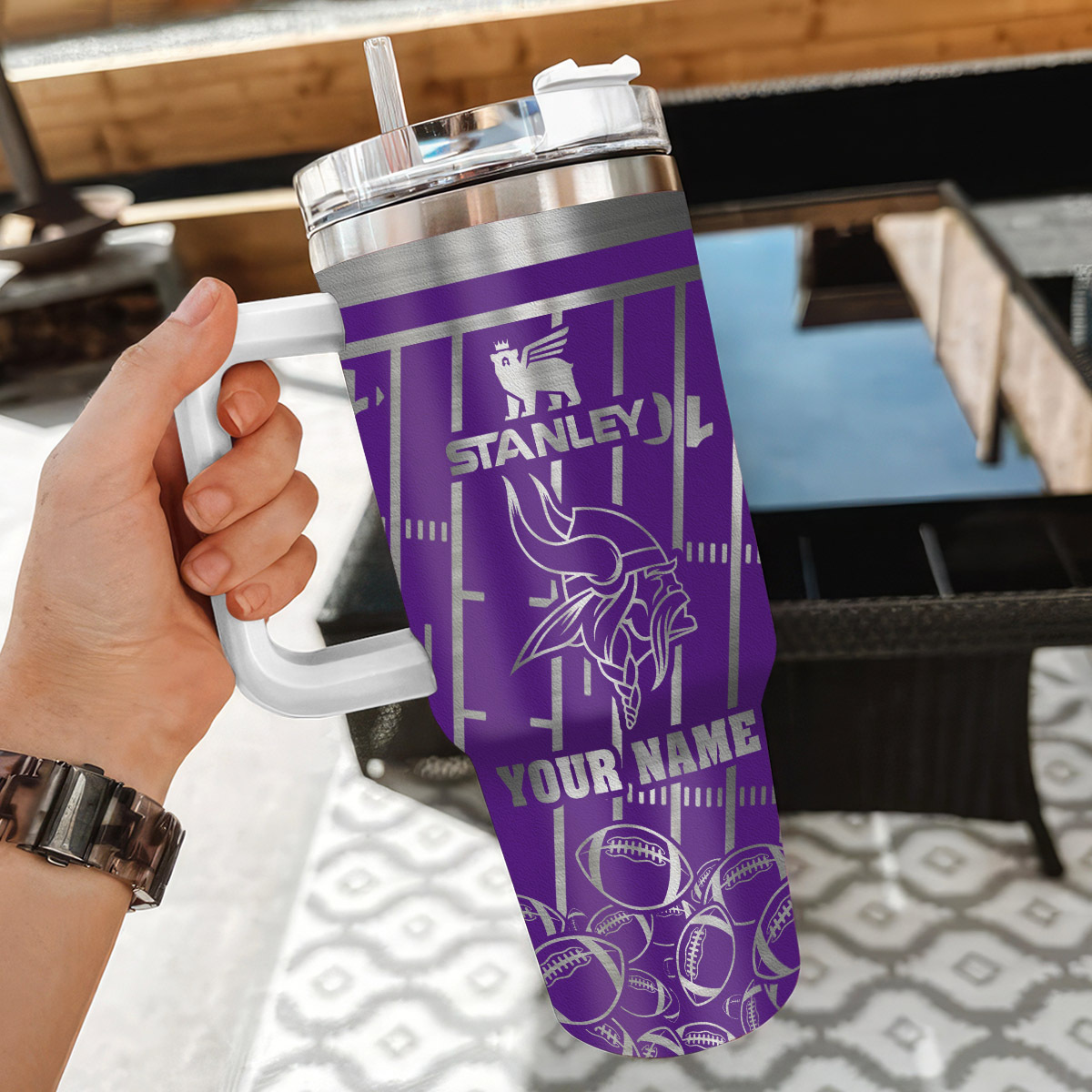 Minnesota Vikings NFL Silver Custom Stanley Cup 40 oz 30 oz Tumbler With Handle