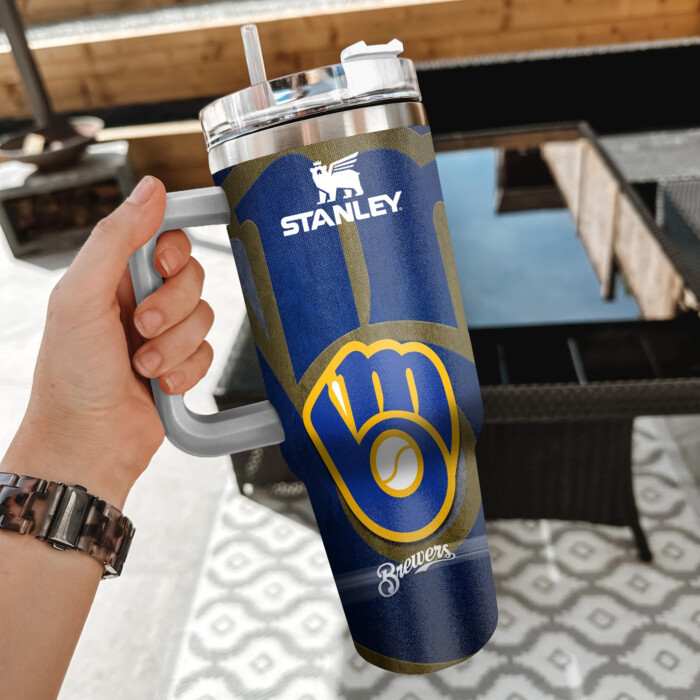 MLB Milwaukee Brewers Custom Stanley Cup 40 oz 30 oz Tumbler With Handle