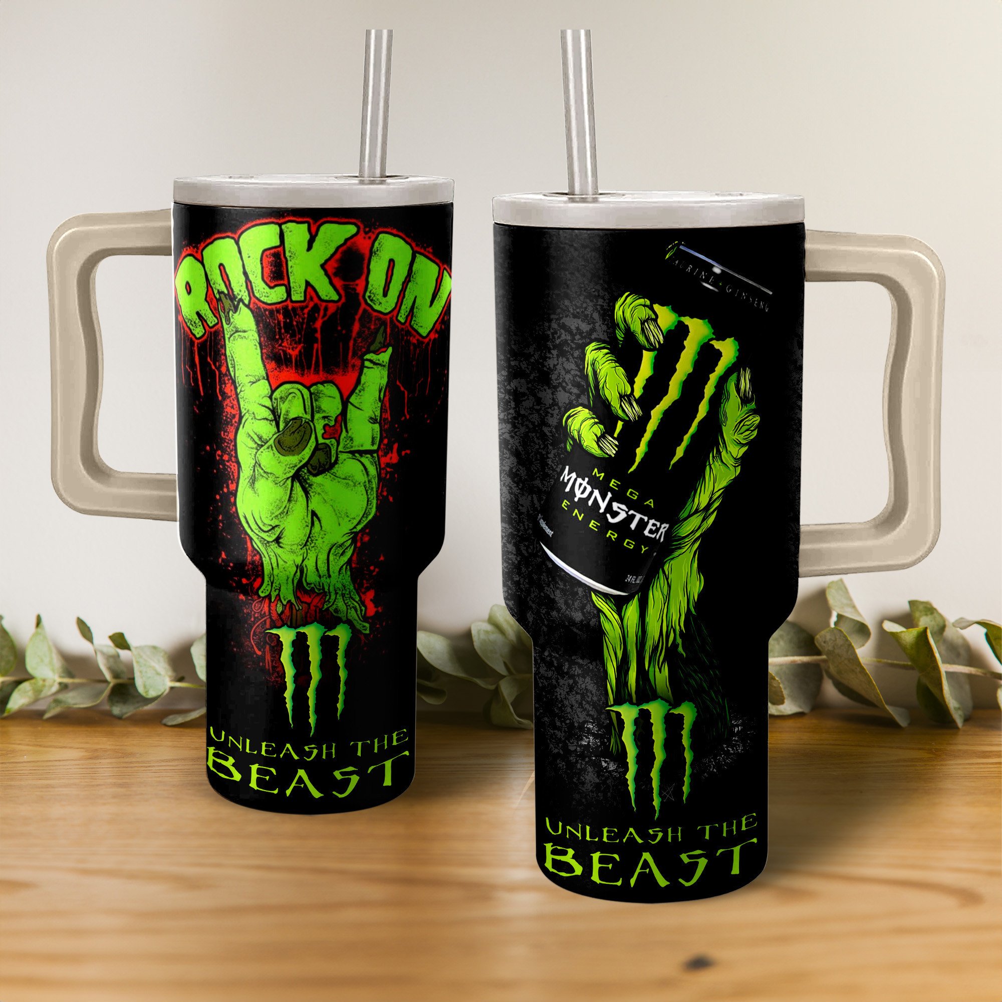 Monster Energy Drinks Custom Stanley Cup 40 oz 30 oz Tumbler With Handle